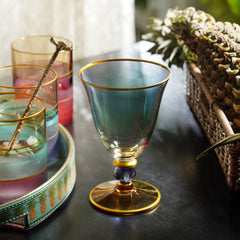 Set of 2 Blue & Green Ombre Wine Glasses