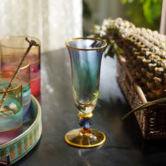 Set of 2 Blue & Green Ombre Champagne Glasses