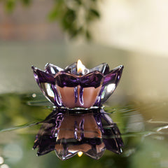 Set of 2 Purple Floral Shaped Tealight Holder