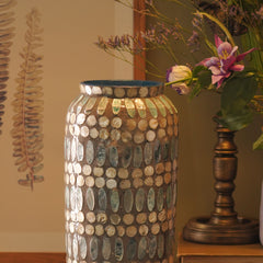 Blue Embellished Lacquer Vase - Large