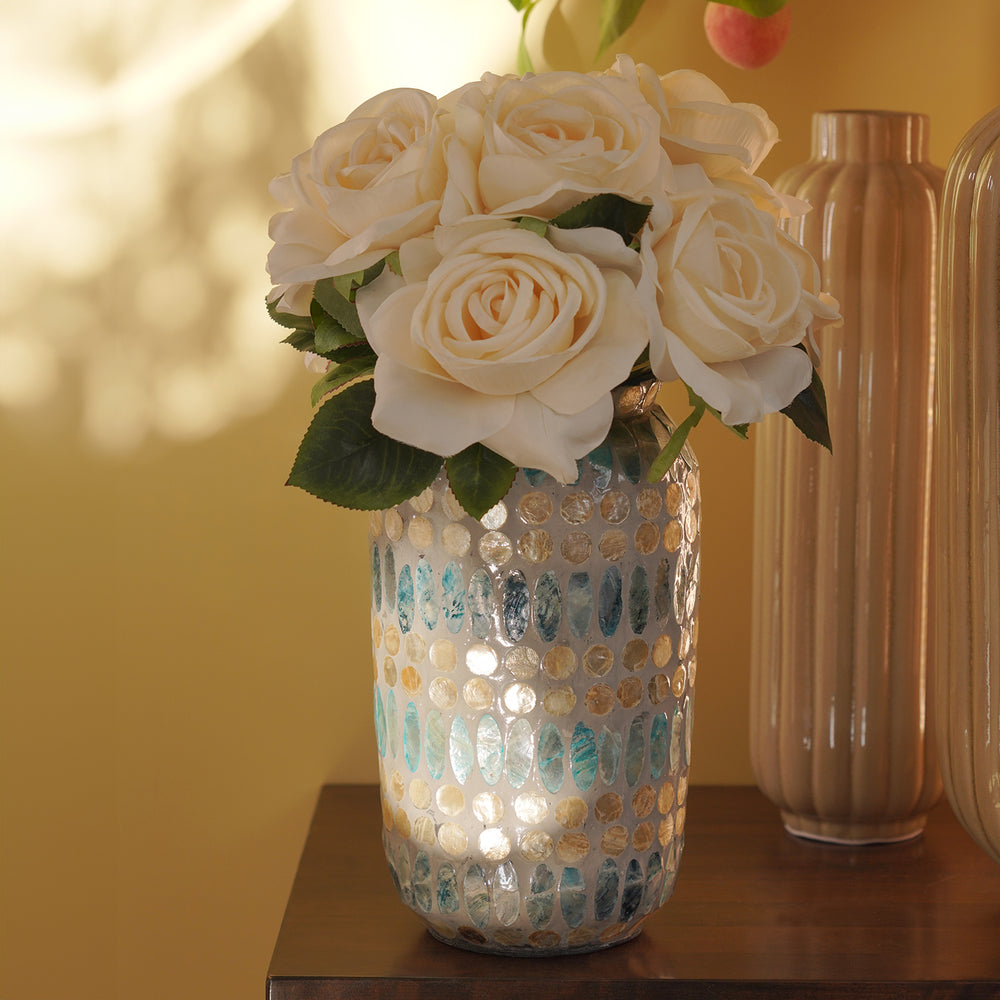 Blue Embellished Lacquer Vase - Small