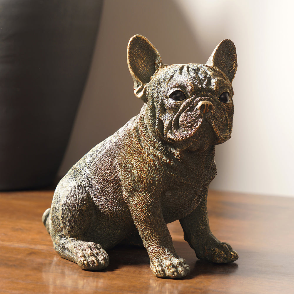 Bronze Polyresin Sitting Bulldog