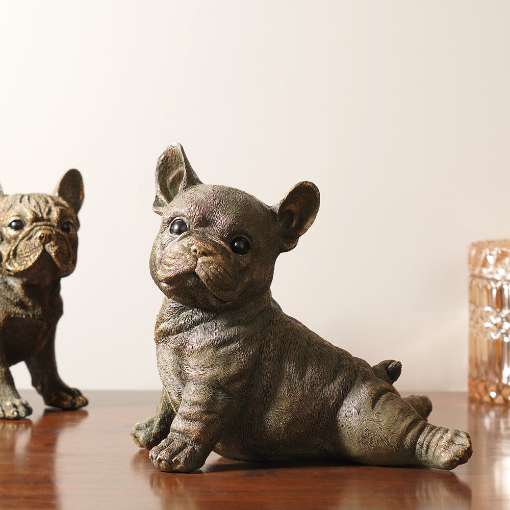 Bronze Polyresin Stretching Bulldog
