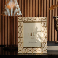 Beige Gold Plated Metal Photoframe - Large