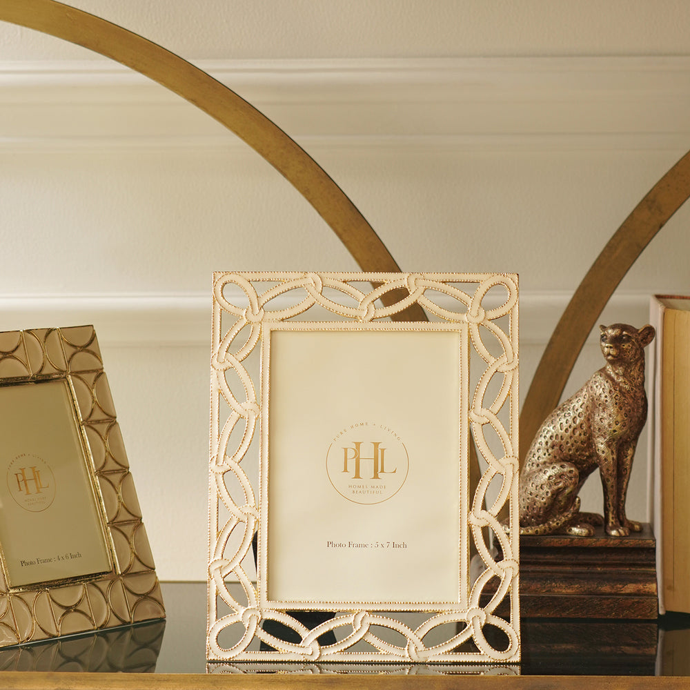 Beige Gold Plated Entangled Metal Photoframe - Large