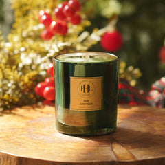Oud Exotique Scented Wax Filled Glass Candle Jar - Green