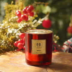 Neroli Scented Wax Filled Glass Candle Jar - Red