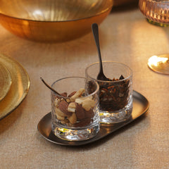 Set of 2 Clear Hammered Condiment Jars with Tray - Small