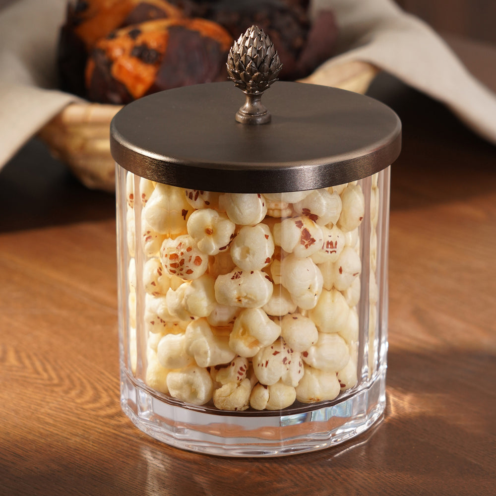 Clear Bronze Jar with Lid