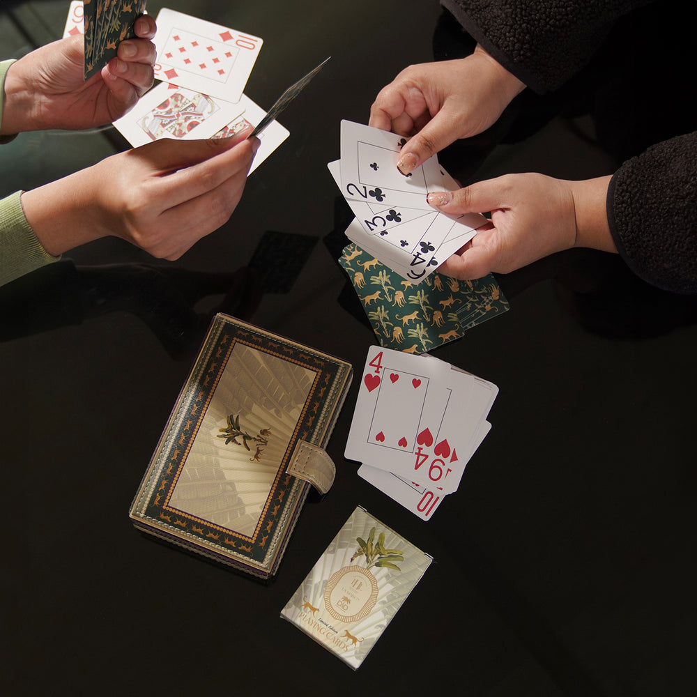 Green Faux Leather Playing Cards