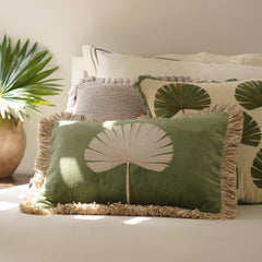 Green Embroidered Rectangle Cushion Cover
