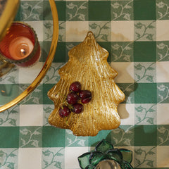 Gold Christmas Tree Shaped Glass Decorative Platter - Small