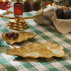 Gold Christmas Tree Shaped Glass Decorative Platter - Large