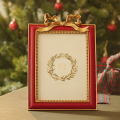 Red Metallic Textured Photo Frame with Bow