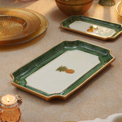 Green Pineapple Motif Platter - Large