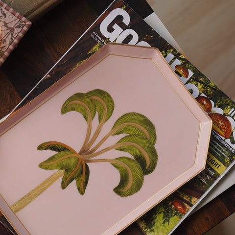 Green & Pink Palm Motif Platter - Large