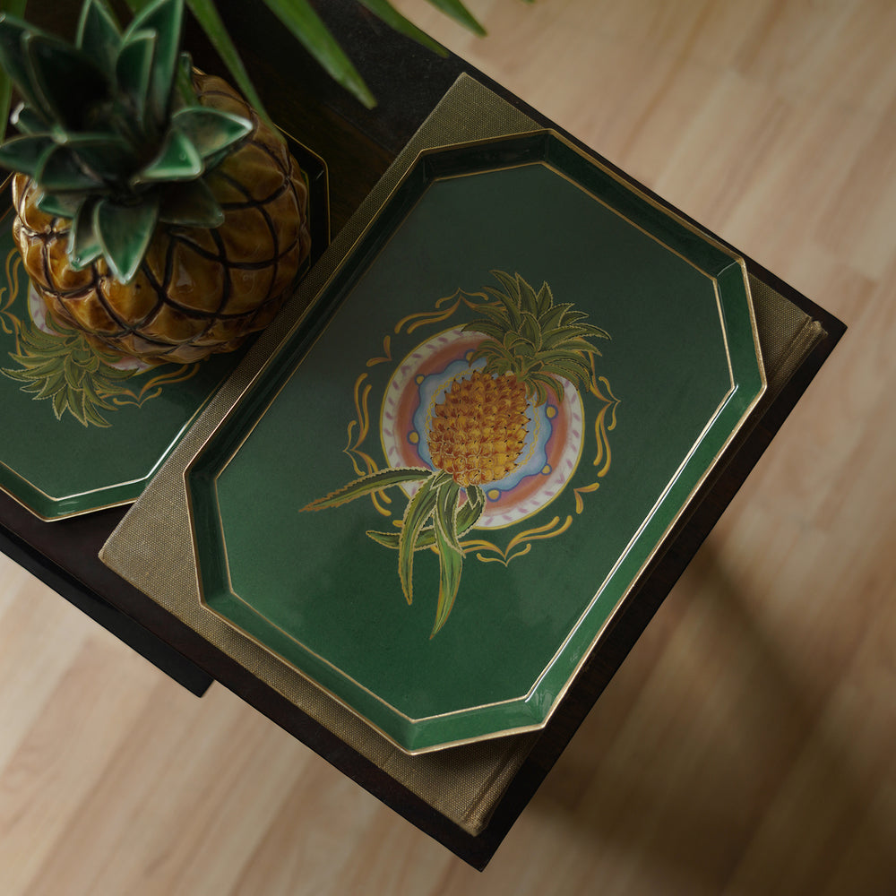 Green Pineapple Motif Platter - Large