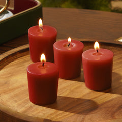 Set Of 4 Red Spiced Apple Votive Candles