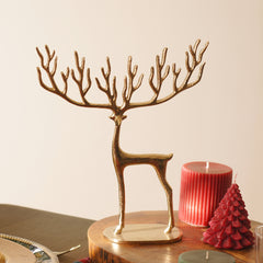 Gold Metal Standing Reindeer