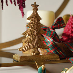 Gold Metal Christmas Tree Stocking Holder