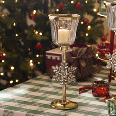 Gold Metal Hurricane with Embellished Snowflake - Small