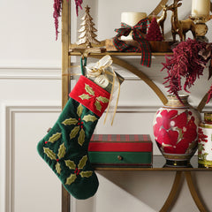 Green Appliqué Work Christmas Stocking