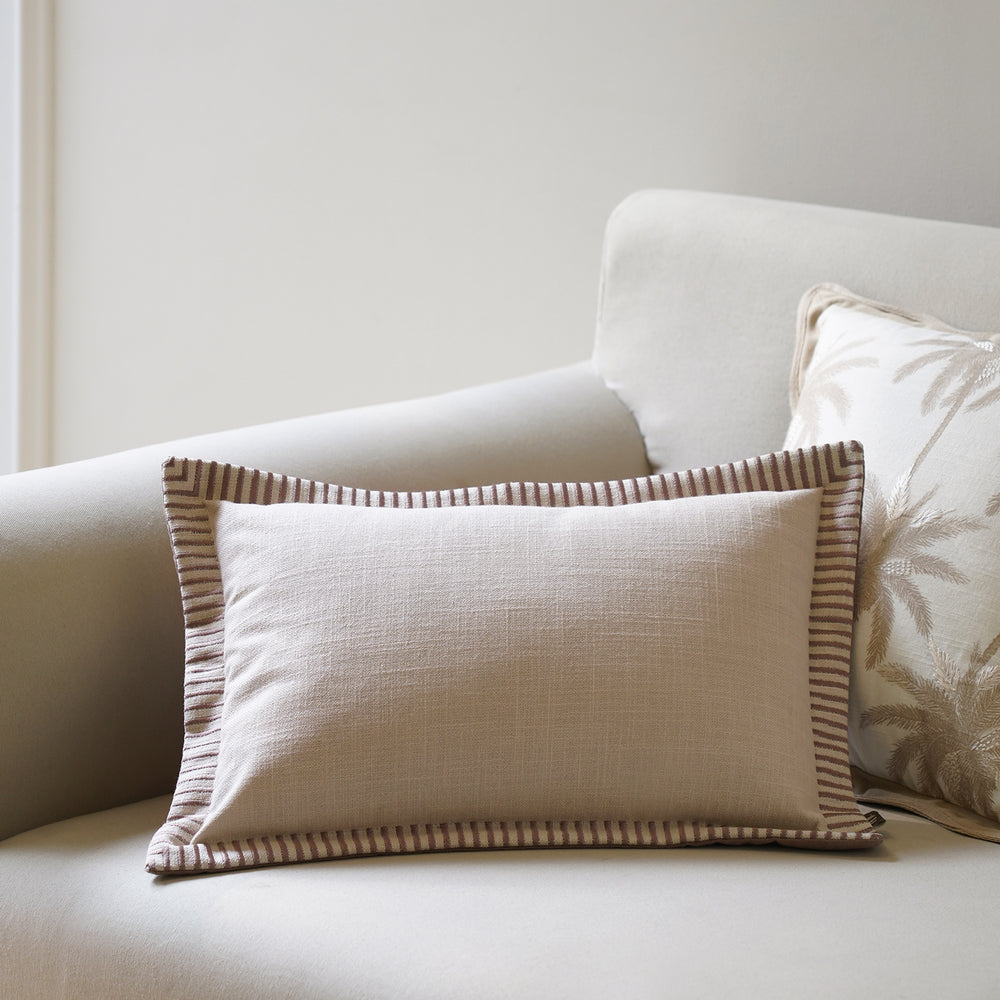 Off White Edge Embroidered Rectangle Cushion Cover