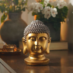 Antique Gold Polyresin Buddha Head - Small
