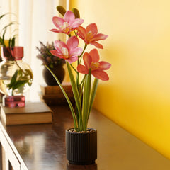 Dark Pink Artificial Cymbidium Potted Plant