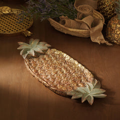 Antique Gold Polyresin Pineapple Tray