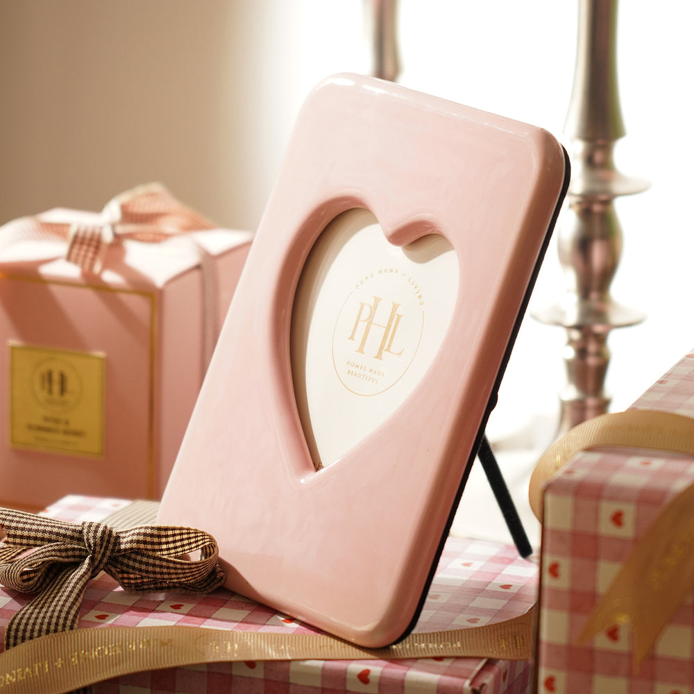Pink Ceramic Heart Shaped Photo Frame