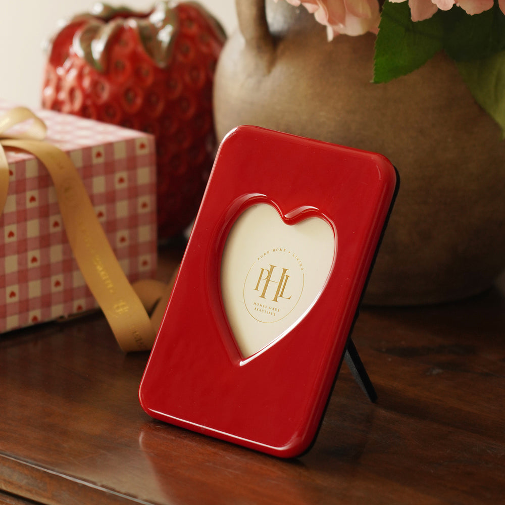 Red Ceramic Heart Shaped Photo Frame