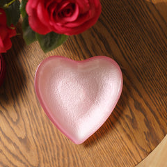 Pink Heart Shaped Glass Platter - Medium