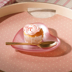 Pink Heart Shaped Glass Platter - Small
