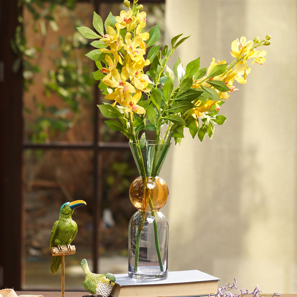 Amber Green Blue Trinity Colourblocked Glass Vase