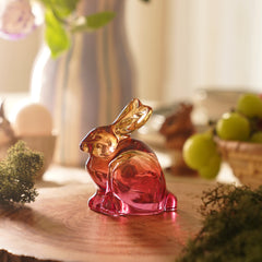 Amber Pink Ombré Glass Rabbit - Small