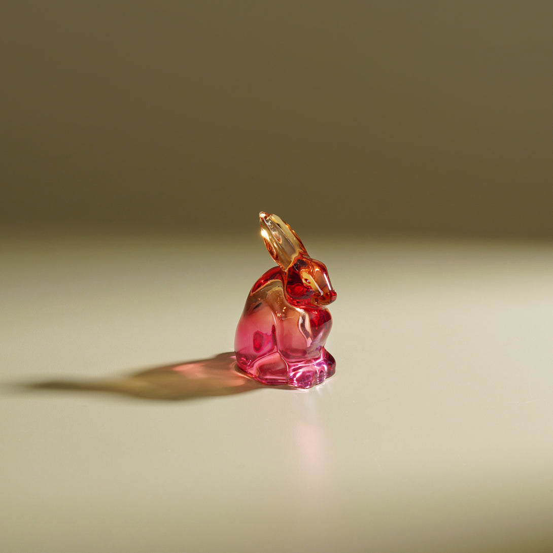 Amber Pink Ombré Glass Rabbit - Small