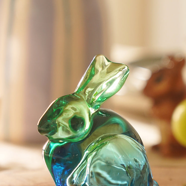 Green Blue Ombré Glass Rabbit - Small