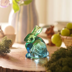 Green Blue Ombré Glass Rabbit - Large