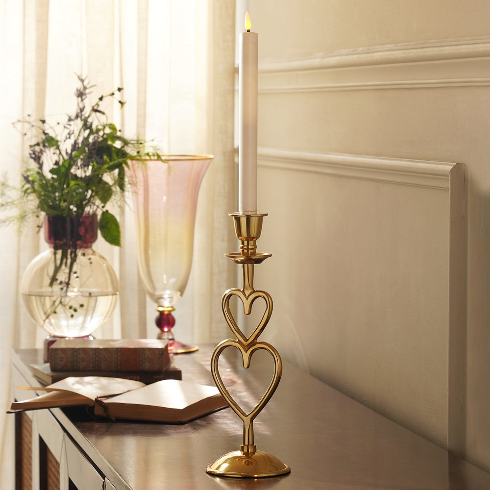 Gold Heart Shaped Metal Candle Holder - Large