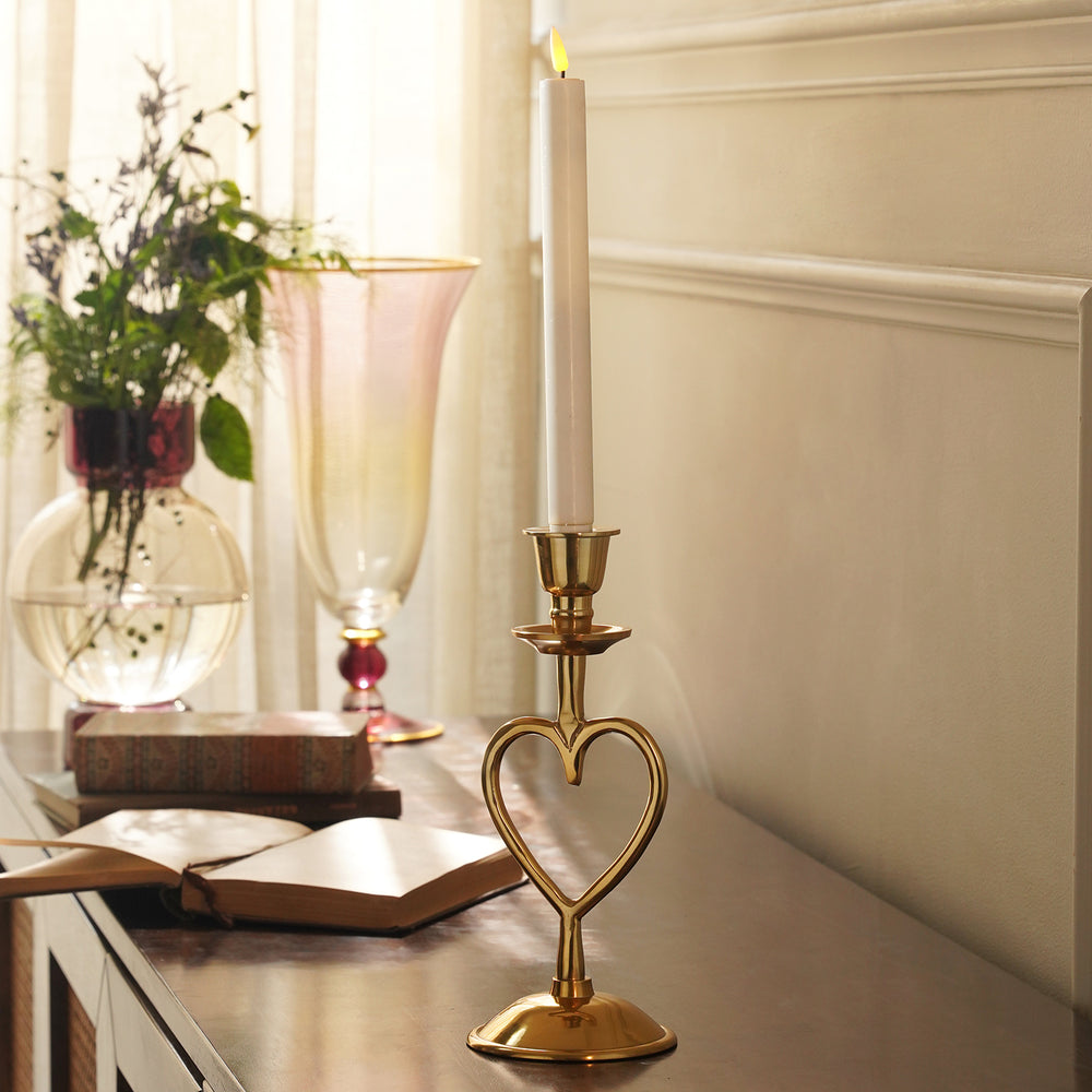 Gold Heart Shaped Metal Candle Holder - Small