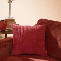 Red Textured Cotton Cushion Cover