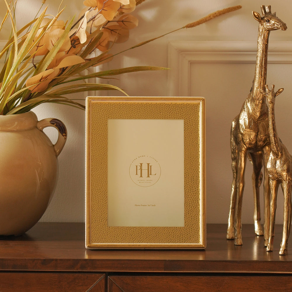 Ivory Faux Leather Hammered Photo Frame - Small