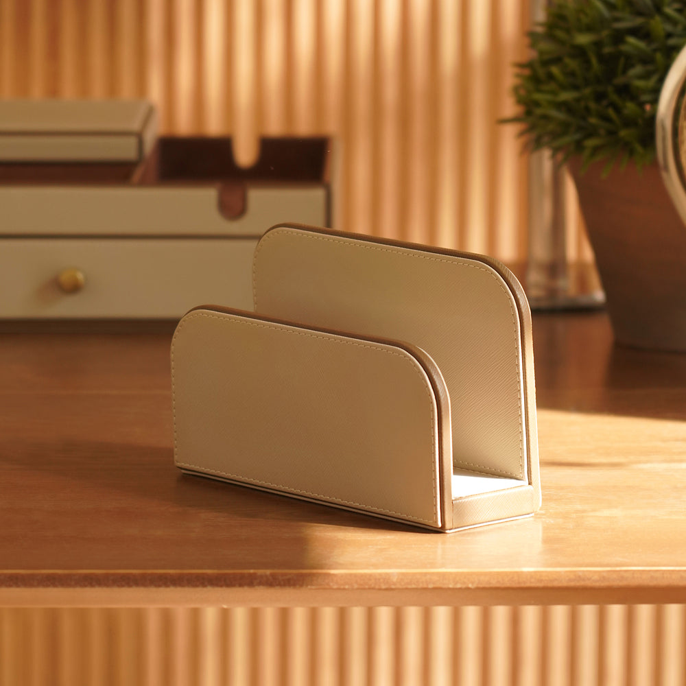 Beige Faux Leather Envelope Holder