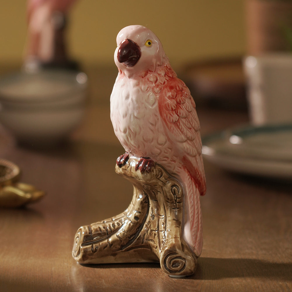 Pink Sitting Glass Parrot