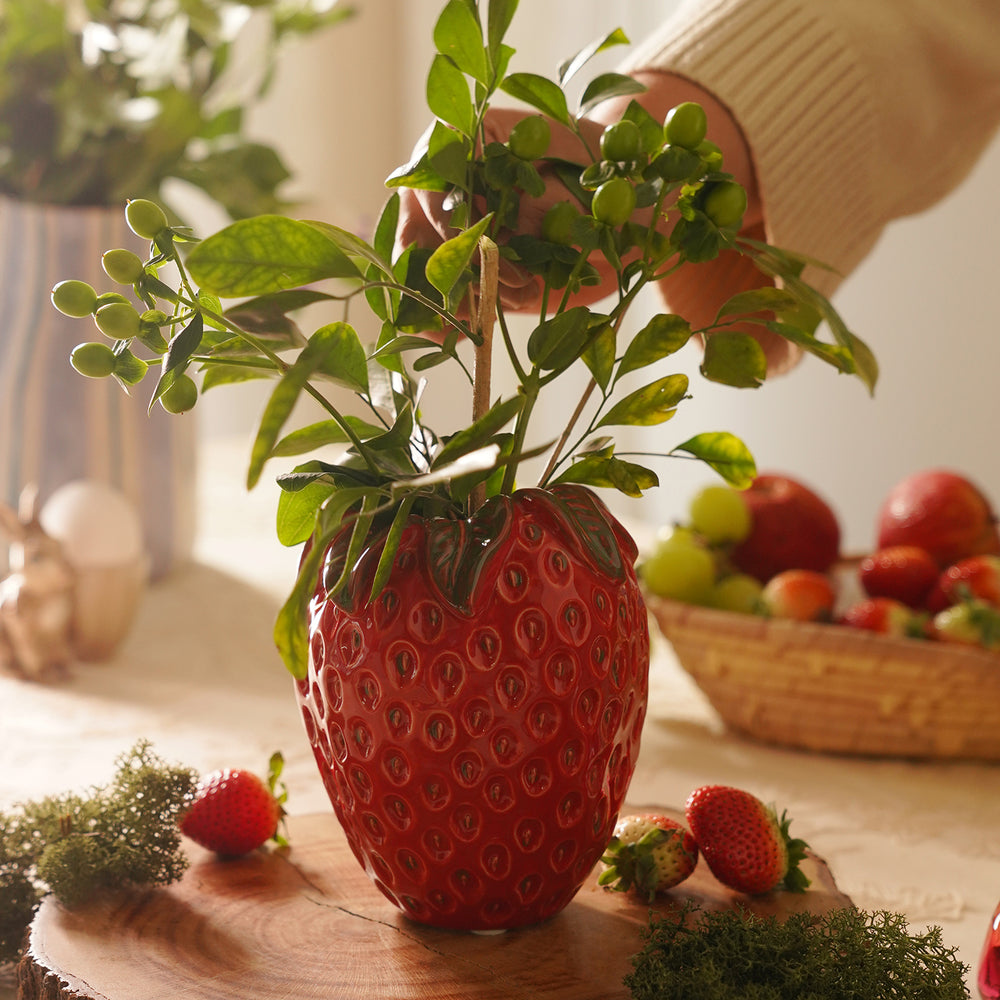 Strawberry Ceramic Vase - Small