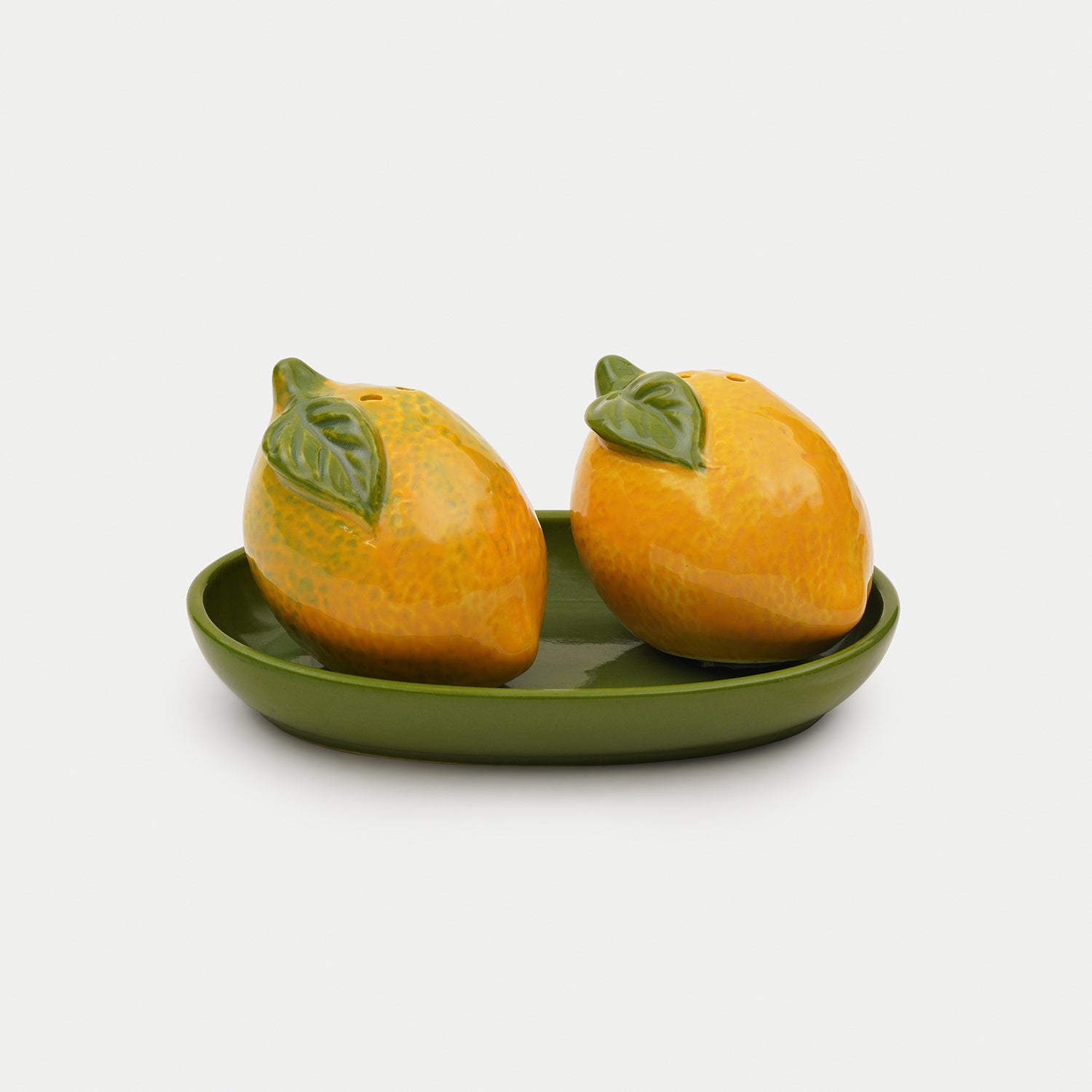 Shop Set of 2 Green Yellow Lemon Ceramic Salt & Pepper Shakers