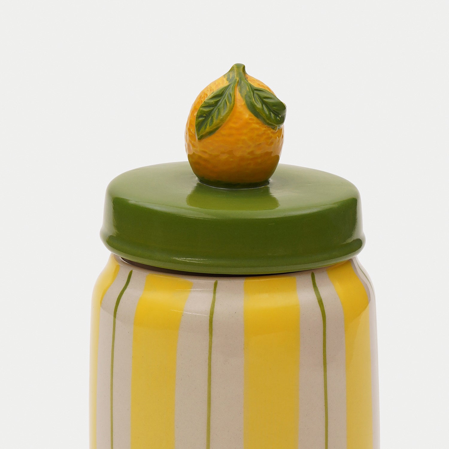 Shop Yellow Lemon Striped Decorative Ceramic Container - at Best