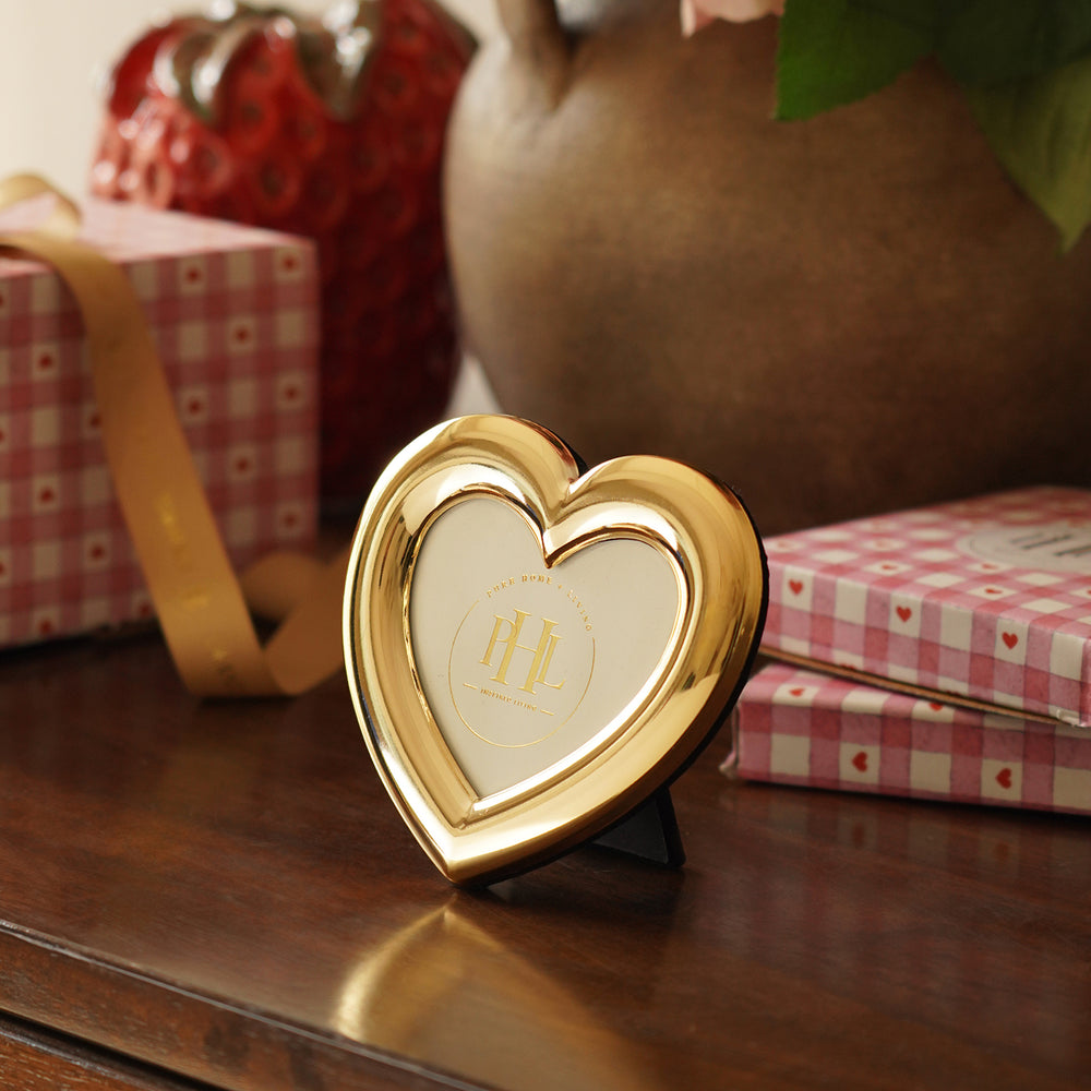Gold Heart Shaped Photo Frame