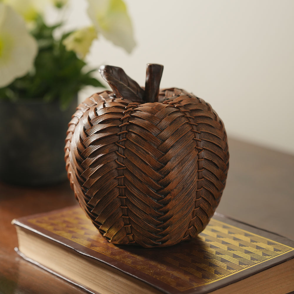 Brown Polyresin Woven Apple